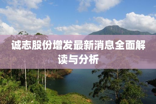 誠志股份增發(fā)最新消息全面解讀與分析