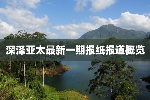 深澤亞太最新一期報(bào)紙報(bào)道概覽