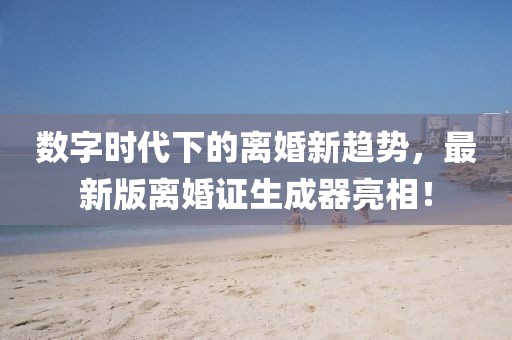 數(shù)字時(shí)代下的離婚新趨勢(shì)，最新版離婚證生成器亮相！