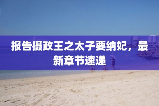 報告攝政王之太子要納妃，最新章節速遞