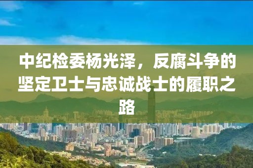中紀檢委楊光澤，反腐斗爭的堅定衛士與忠誠戰士的履職之路