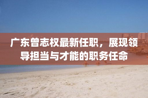 廣東曾志權(quán)最新任職，展現(xiàn)領(lǐng)導(dǎo)擔(dān)當(dāng)與才能的職務(wù)任命