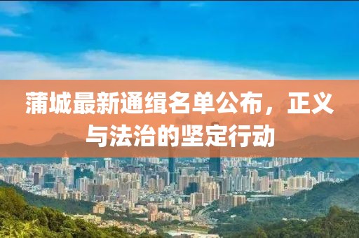 蒲城最新通緝名單公布，正義與法治的堅定行動