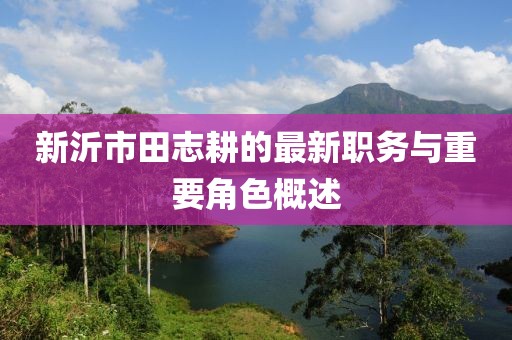 新沂市田志耕的最新職務與重要角色概述
